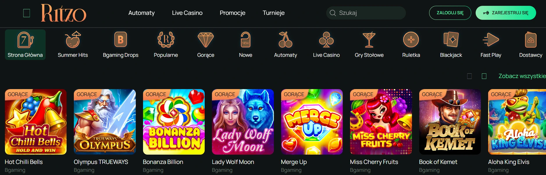 Ritzo Casino Screenshot